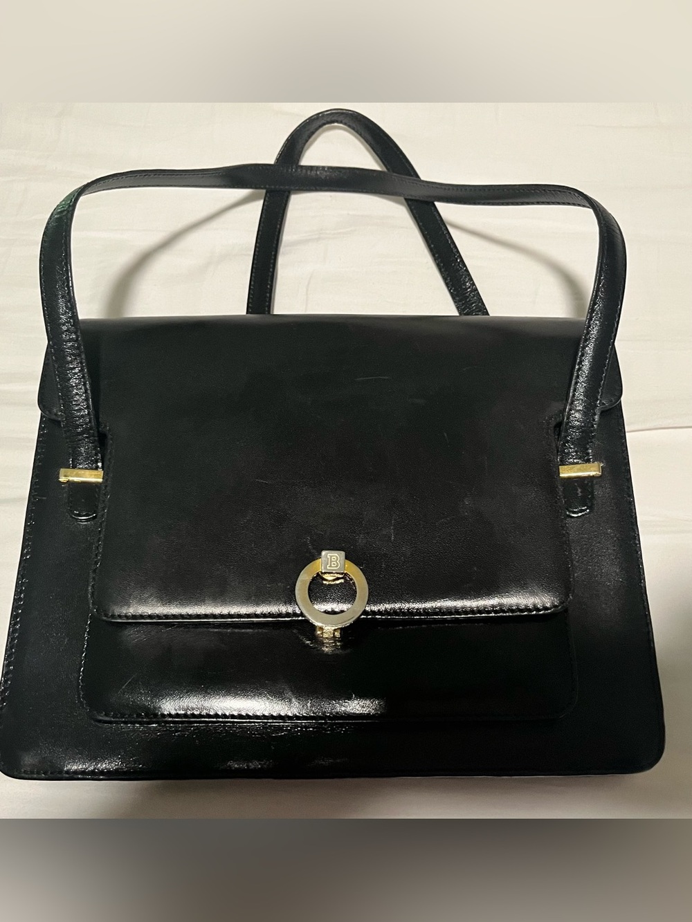Bally Black Leather Women's Shoulder Bag with Gold Accent